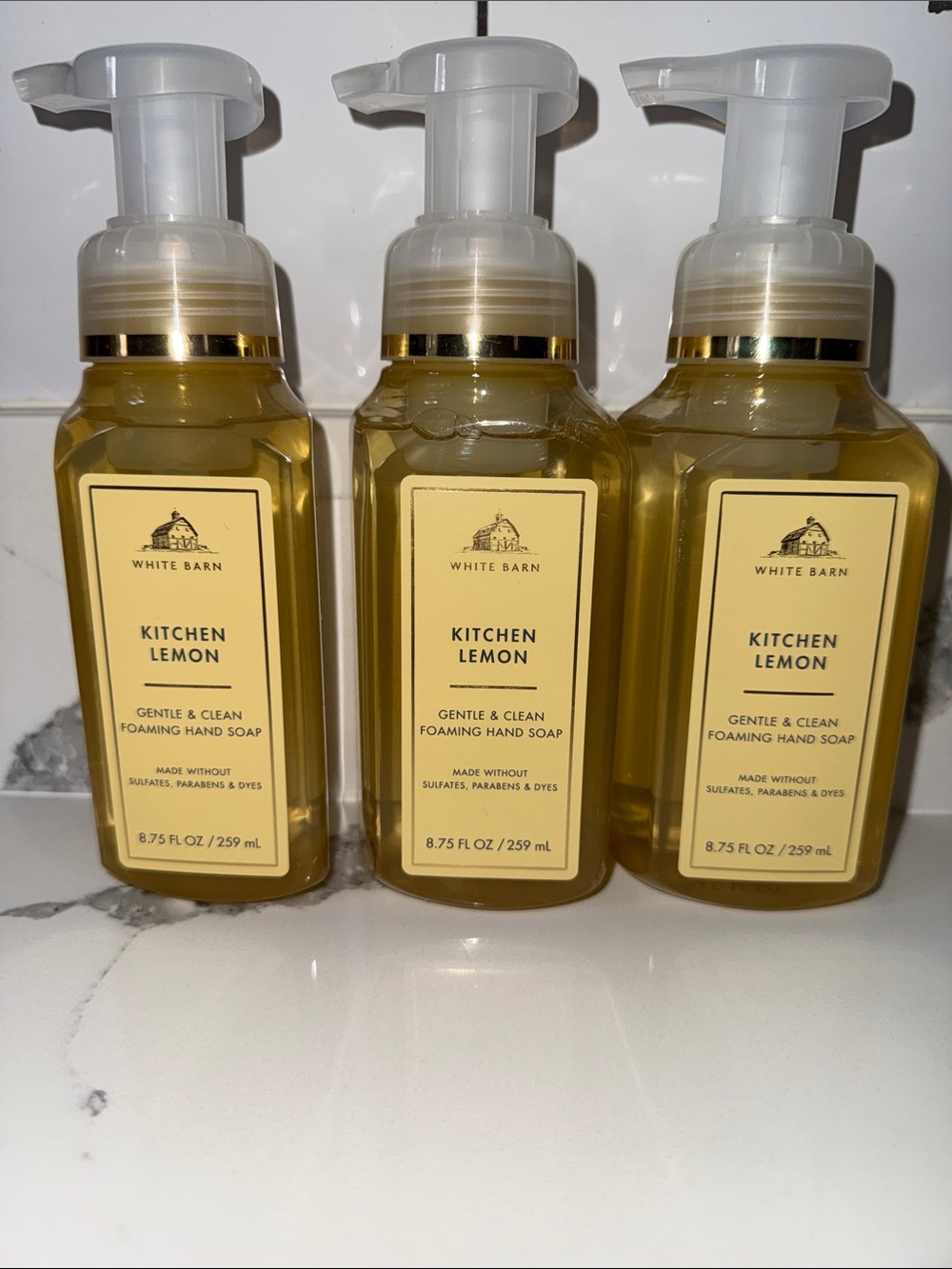 BBW White Barn Kitchen Lemon Foaming Hand Soap Lot of 3 NEW